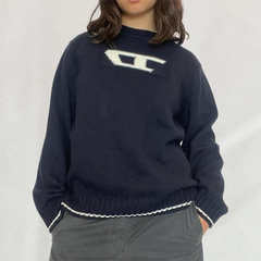 Contrasting Logo Jacquard Knit Sweater