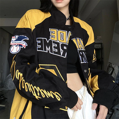 Contrasting Oversize Vintage Moto Jacket