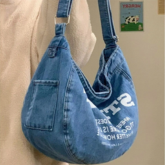 Denim Large Canvas Crossbody Bag