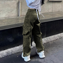 Detachable Strap Zip Fly Cargo Pants