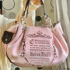 Embroidered Large Canvas Fairycore Crossbody Bag