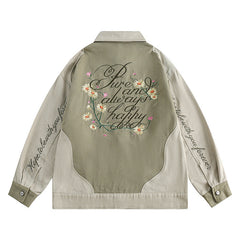 Embroidery Daisy Patchwork Oversized Jacket