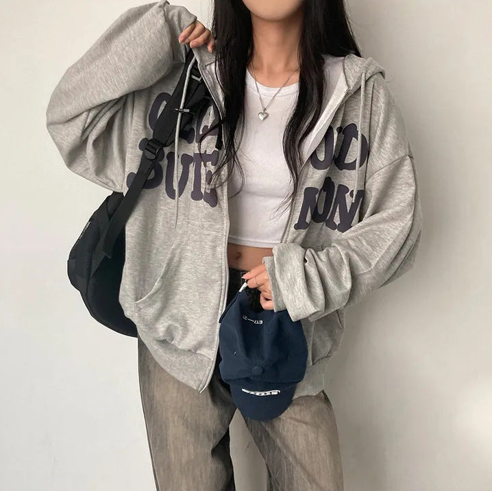 Flocking Letters Flocking Letter Print Oversized Hoodie – Evael