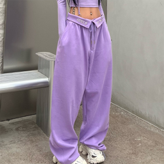 Fold Over Waist Baggy Sweatpants