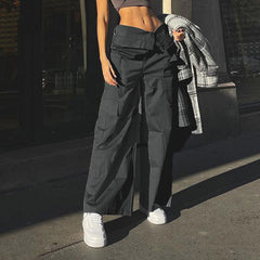 Fold Over Waist Straight Leg Pants