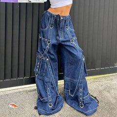 Metal Strap Baggy Cargo Jeans