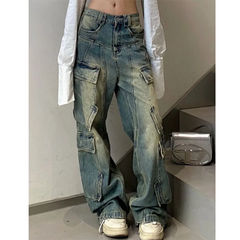 Multi Pocket Splice Baggy Cargo Jeans