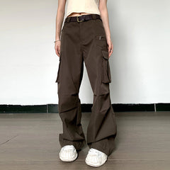 Pantalones cargo holgados vintage con múltiples bolsillos