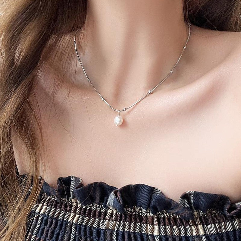 Double-layer Pearl Camellia Necklace