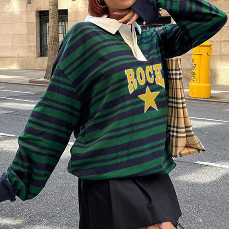 Vintage Rock Star Striped Sweatshirt