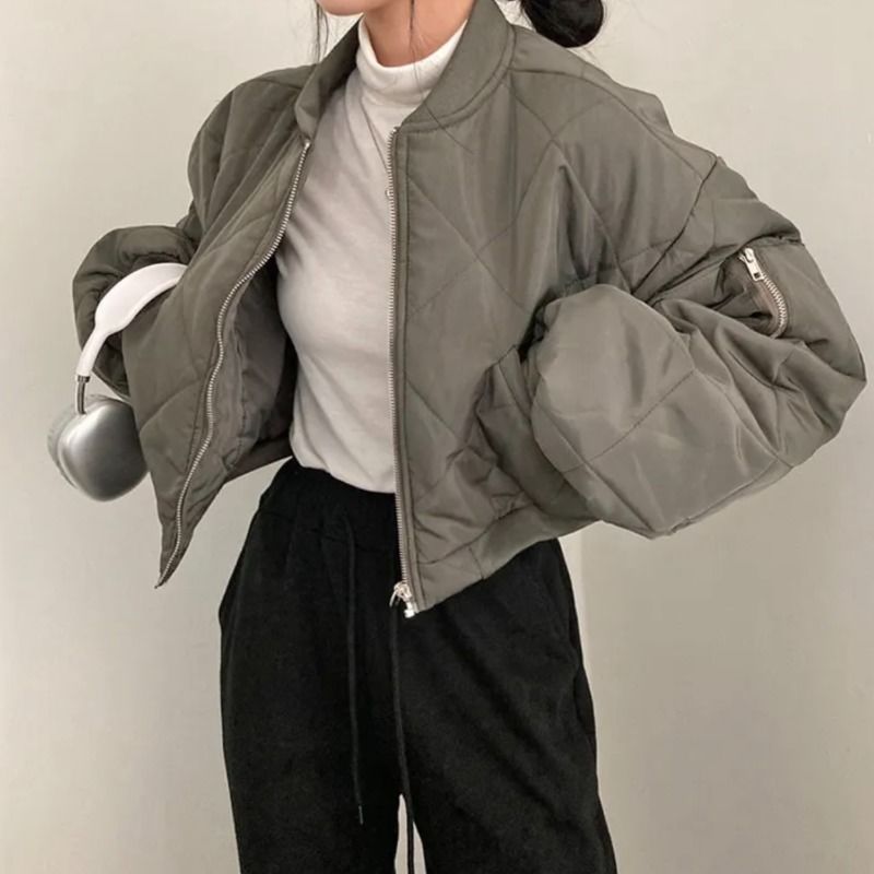 Vintage Irregular Design Bomber Jacket