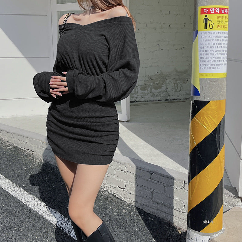 Split Long Sleeve Knit Mini Dress