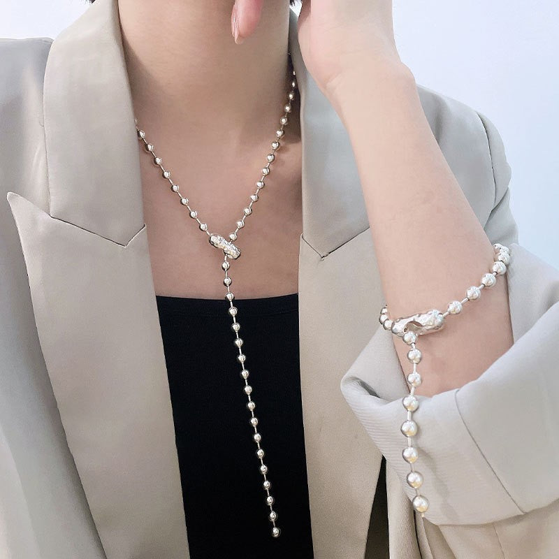 Double-layer Pearl Camellia Necklace