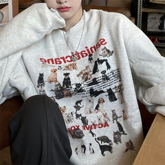 Puppy Cat Print Loose Sweatshirt