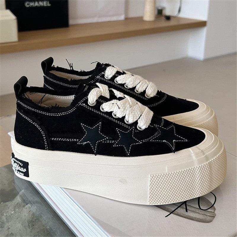 Stars Frayed Trim Sneakers