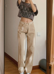 Beige Wide Leg Pants