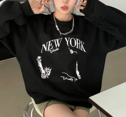 Embroidered Star Pullover Oversized Sweatshirt