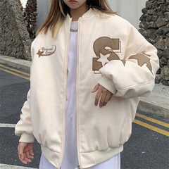 Street Embroidery Print Loose Baseball Jacket