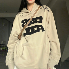 Toweling Letter Embroidered Oversized Hoodie