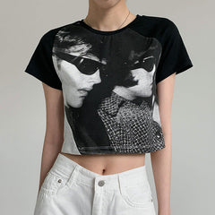 Vintage Figure Graphic Crop Top