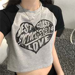 Vintage Heart Logo Raglan Sleeve Crop Top