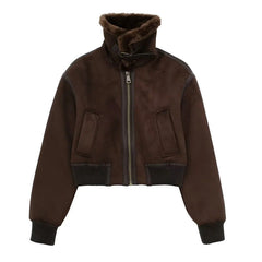 Chaqueta vintage de lana de cordero con cremallera