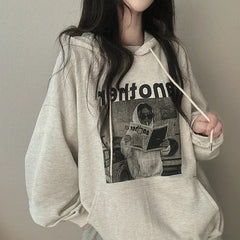 Vintage Print Oversized Hoodie