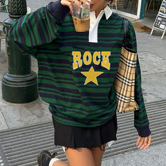 Vintage Rock Star Striped Sweatshirt