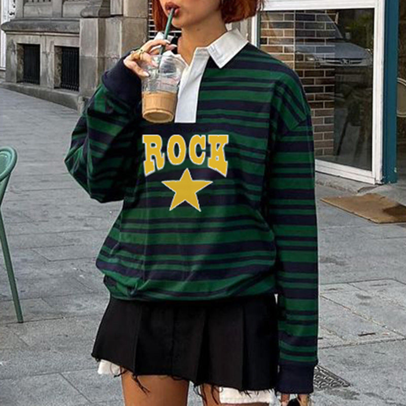 Vintage Rock Star Striped Sweatshirt