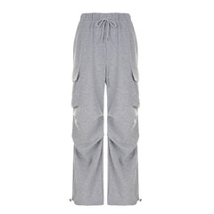 Solid Color Pocket Pleated Sweatpants