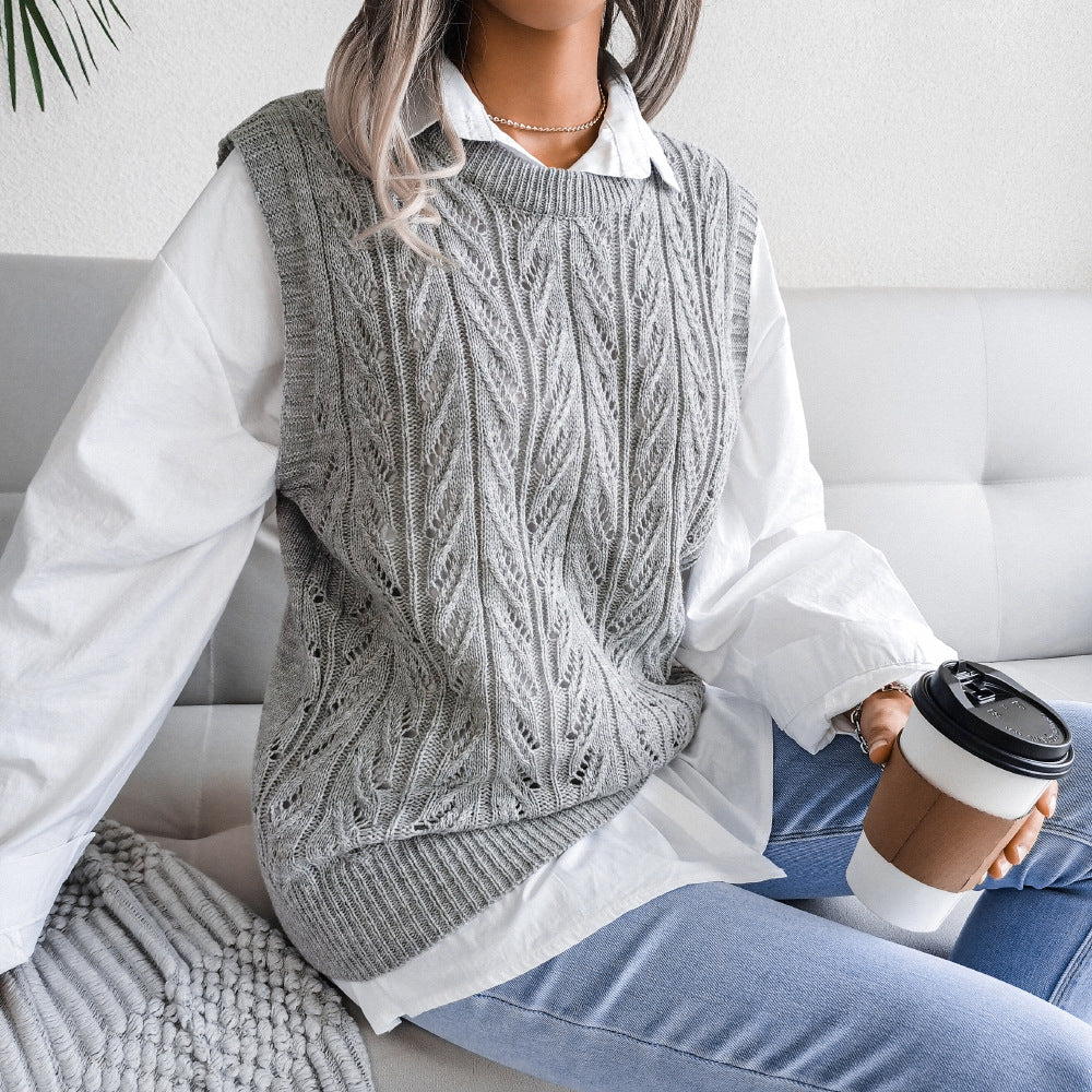 Hollow Leaf Casual Knitted Sweater