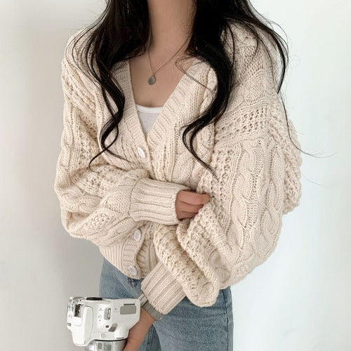 Cable Knit Button Down Cardigan