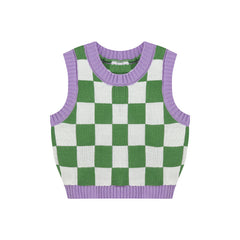 Green & Lavender Checkerboard Vest