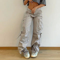 Drawstring Pocket Loose Cargo Pants