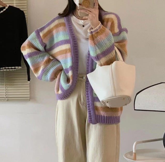 Aesthetic Stiped Oversized Cardigan