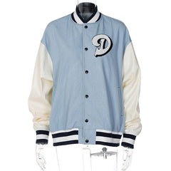 Denim Stitching Baseball Uniform Jacket