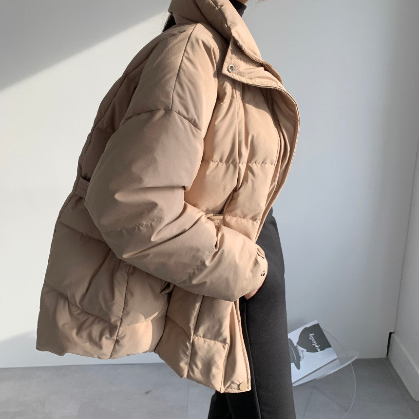 Simple Solid Color Zip Up Puffer Jacket