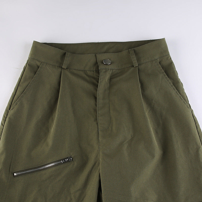 Detachable Strap Zip Fly Cargo Pants