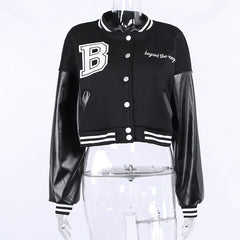 Leather Long-sleeved Baseball Uniform Jacket