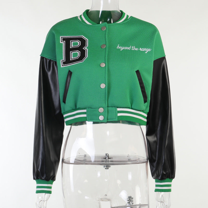 Leather Long-sleeved Baseball Uniform Jacket