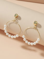 Elegant White Pearls Round Hoop Earrings