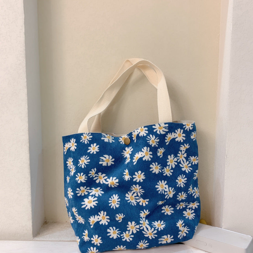 Corduroy Tote Lunch Handle Bag