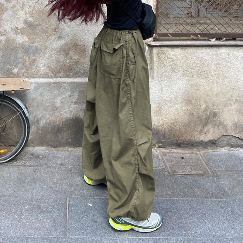 Size Friendly Low Waist Parachute Cargo Pants