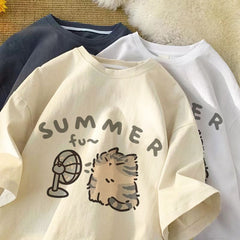 Aesthetic Kitten Print Oversized T-shirt