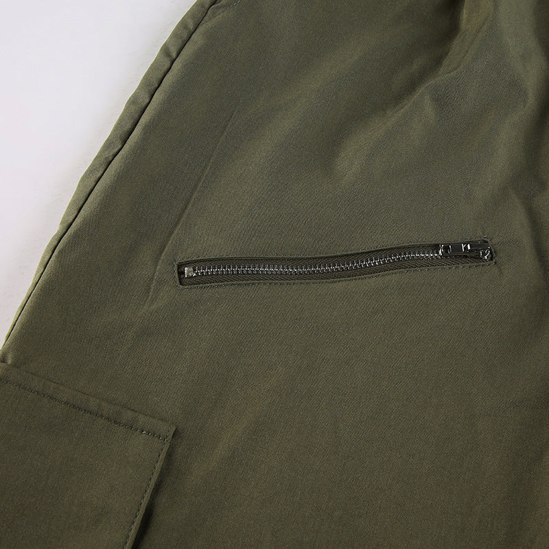 Detachable Strap Zip Fly Cargo Pants