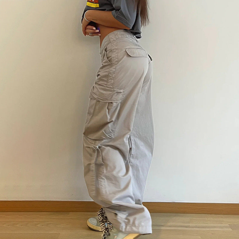 Drawstring Pocket Loose Cargo Pants