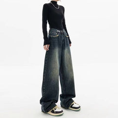 Dark Wash Vintage Baggy Boyfriend Jeans