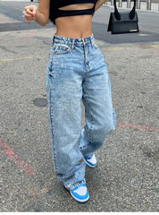 Basic Wash Straight Leg Boyfriend Jeans