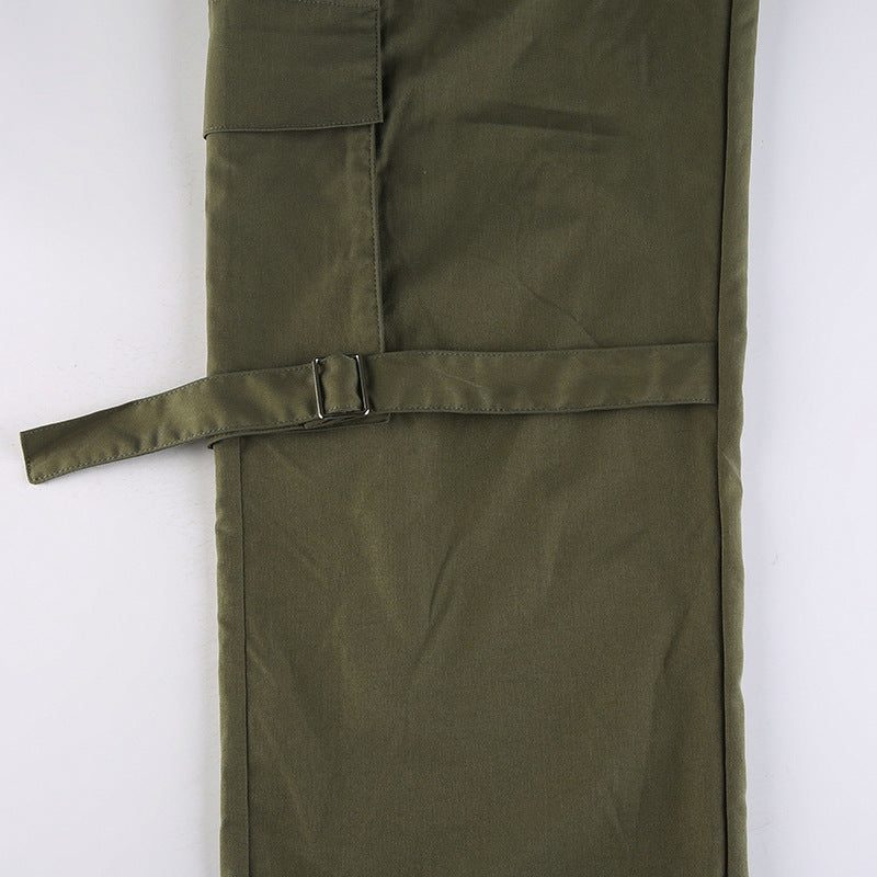 Detachable Strap Zip Fly Cargo Pants