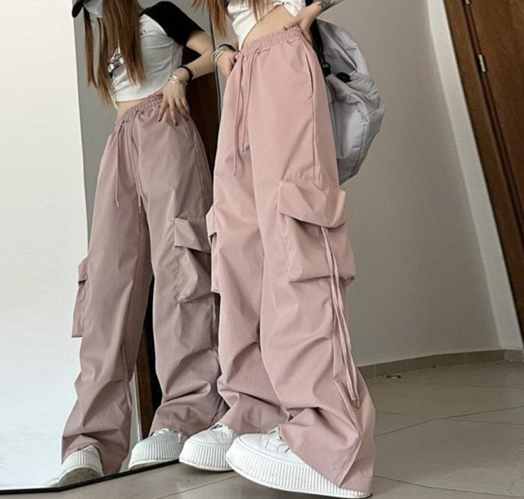 Baggy Drawstring Parachute Cargo Pants